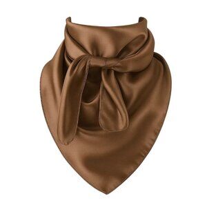 Brown Wild Rag Large Scarf 23x23 Inches Satin Western Accessory Cowgirl or Cowbo